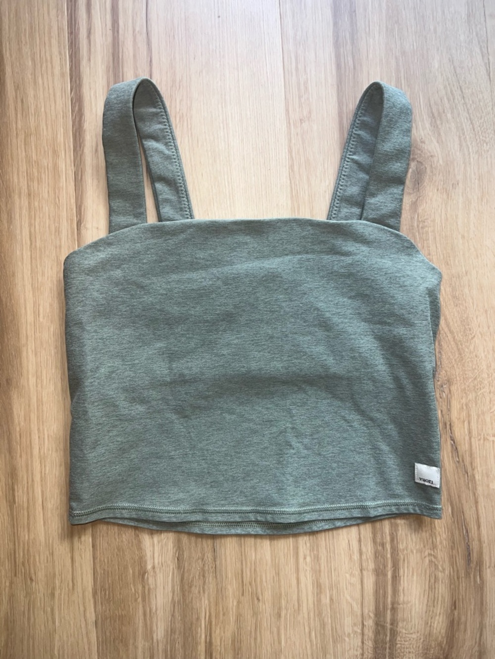 Vuori Elevation Square Neck Crop Top in Pistachio Heather